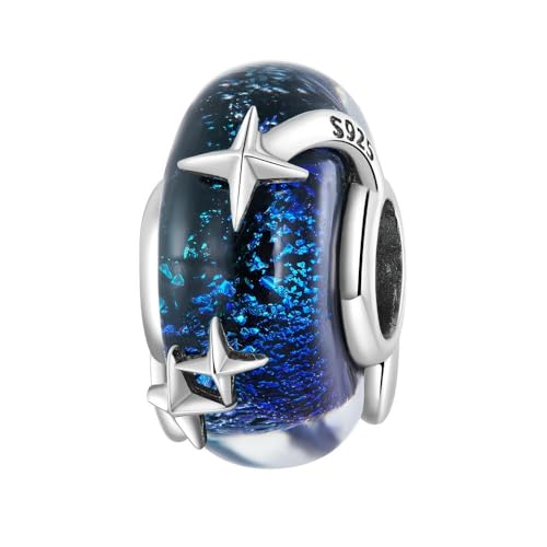 MAITONGG 925 Sterling Silber Blaue Serie Mond Flugzeug Weltraum Perlen Astronaut Charm Eule Anhänger Fit Original Armband Diy Halskette von MAITONGG