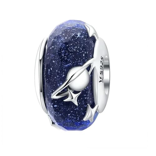 MAITONGG 925 Sterling Silber Blaue Serie Mond Flugzeug Weltraum Perlen Astronaut Charm Eule Anhänger Fit Original Armband Diy Halskette von MAITONGG