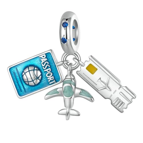 MAITONGG 925 Sterling Silber Blaue Serie Mond Flugzeug Weltraum Perlen Astronaut Charm Eule Anhänger Fit Original Armband Diy Halskette von MAITONGG