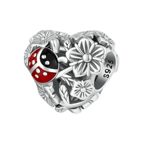 MAITONGG 925 Sterling Silber Ladybug Charm Zirkon Emaille Bead Fit Original Armband Anhänger Insekten Schmuck von MAITONGG