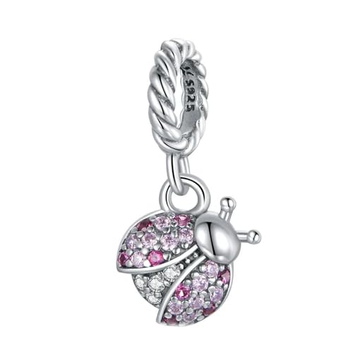 MAITONGG 925 Sterling Silber Ladybug Charm Zirkon Emaille Bead Fit Original Armband Anhänger Insekten Schmuck von MAITONGG