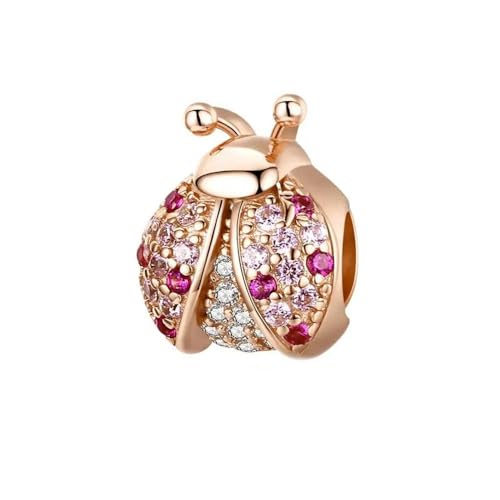 MAITONGG 925 Sterling Silber Ladybug Charm Zirkon Emaille Bead Fit Original Armband Anhänger Insekten Schmuck von MAITONGG