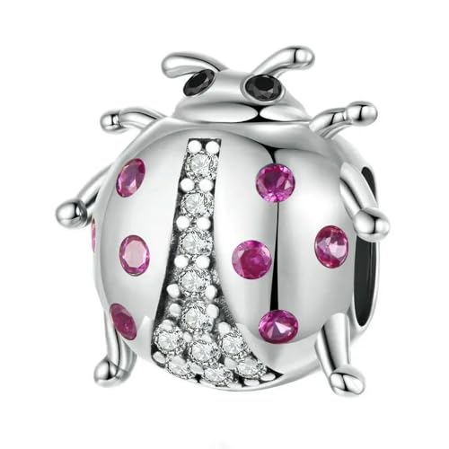 MAITONGG 925 Sterling Silber Ladybug Charm Zirkon Emaille Bead Fit Original Armband Anhänger Insekten Schmuck von MAITONGG