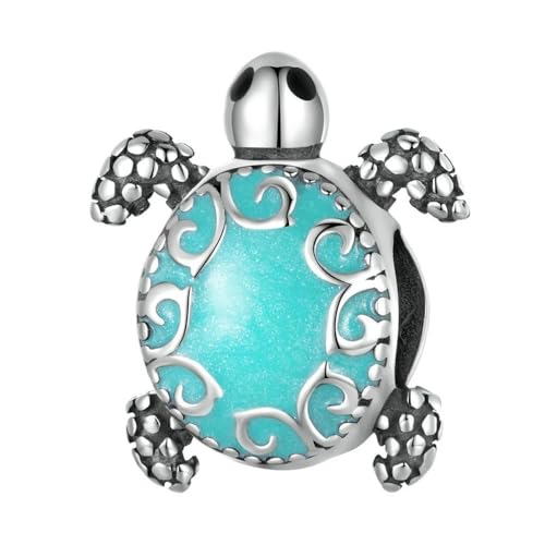 MAITONGG 925 Sterling Silber Ozean Meerjungfrau Charms Meeresschildkröte Anhänger Regenbogen Kristall Perlen Perlen Fit Damen Original Armband Neckalce von MAITONGG