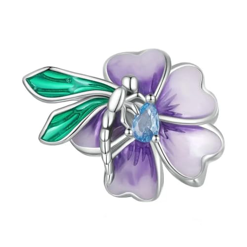 MAITONGG 925 Sterling Silber Regenbogen Blume Perlen Bunte Schmetterling Charms Sicherheitskette Fit Original Armband Diy Halskette von MAITONGG
