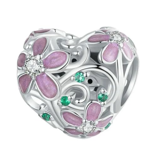 MAITONGG 925 Sterling Silber Rosa Blume Weinrebe Charm Perle, Hortensie Schmetterling Anhänger Für Frauen Diy Armband Halskette Feiner Schmuck von MAITONGG