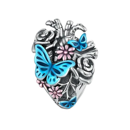 MAITONGG 925 Sterling Silber Schmetterling & Blume Charm Perle Lila Tier Anhänger Nominierung Charms Echt von MAITONGG