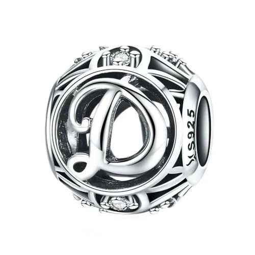 MAITONGG Buchstabe A-Z Charm Perlen 925 Sterling Silber Hohlperlen Passen Original Armband Halskette Frau Diy Schmuck Herstellung von MAITONGG