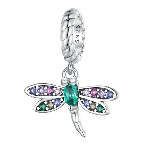 MAITONGG Bunte Dragonfly Charm 925 Sterling Silber Tier Perlen Fit Original Armband Armband Anhänger Diy Schmuck von MAITONGG