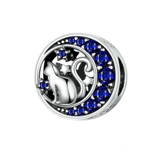 MAITONGG Demon Eye Snake Key Charms 925 Sterling Silver Retro Blue Crystal Heart Beads Fit Bracelet Necklace Pendant von MAITONGG