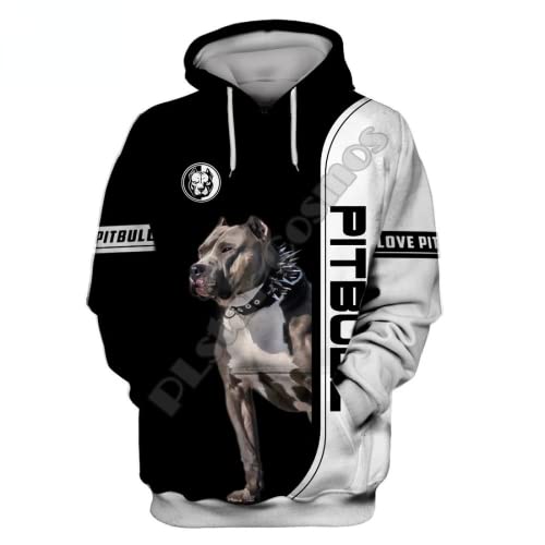 MAITONGG Herren Persönlichkeit Hoodie Pitbull Dog Pattern 3D Gedruckte Männer Hoodies Unisex Pullover Zip Hoodie Casual Trainingsanzug Cosplay Kleidung von MAITONGG