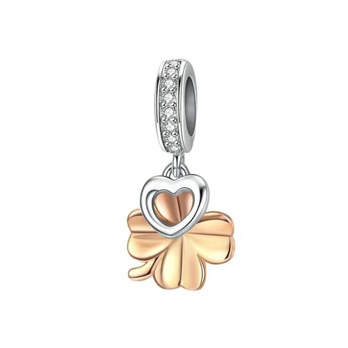 MAITONGG Herz Charm Opal Blatt Hängender Anhänger 925 Sterling Silber Perlen Fit Original Armband Diy Frauen Halskette Charms von MAITONGG