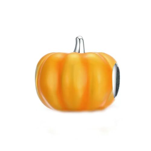 MAITONGG Kürbis Charms 925 Sterling Silber Orange Emaille Perlen Fit Original Armband Halskette Anhänger Schmuck von MAITONGG