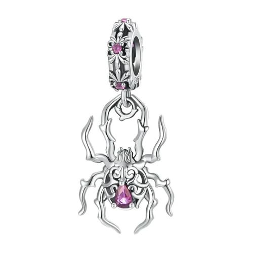 MAITONGG Lila Rot Grün Spider Charms 925 Sterling Silber Tier Anhänger Perlen Fit Original Armband Halskette von MAITONGG