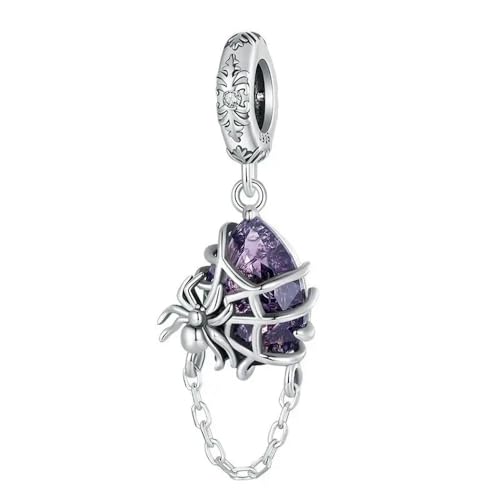 MAITONGG Lila Rot Grün Spider Charms 925 Sterling Silber Tier Anhänger Perlen Fit Original Armband Halskette von MAITONGG