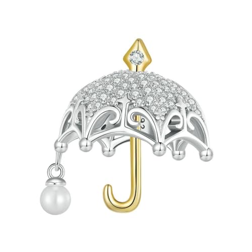 MAITONGG Romantische Französische Champagner Charms Regenschirm Anhänger 925 Sterling Silber 18K Gold Zweifarbige Perlen Passen Diy Armband Halsketten von MAITONGG
