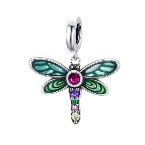 MAITONGG Schmetterling Charms 925 Sterling Silber Dragonfly Emaille Zirkon Perlen Diy Armband Anhänger Schmuck von MAITONGG