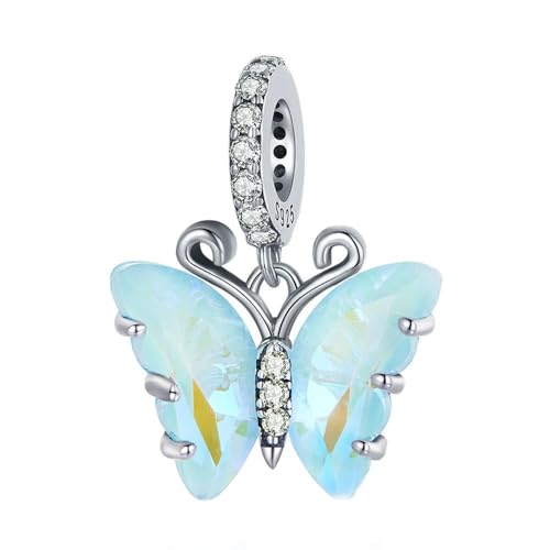 MAITONGG Schmetterling Charms Regenbogen Kristall Anhänger 925 Sterling Silber Tierperlen Fit Frauen Armband Diy Halskette Schmuck Herstellung von MAITONGG