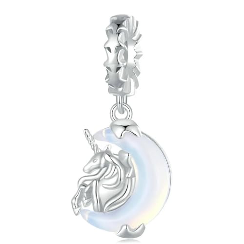 MAITONGG Schmetterling Herz Charms 925 Sterling Silber Rosa Krabbe Perle Regenbogen Kristall Mond Anhänger Fit Damenarmband Halskette von MAITONGG