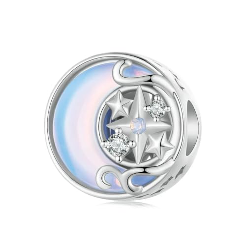 MAITONGG Schmetterling Herz Charms 925 Sterling Silber Rosa Krabbe Perle Regenbogen Kristall Mond Anhänger Fit Damenarmband Halskette von MAITONGG