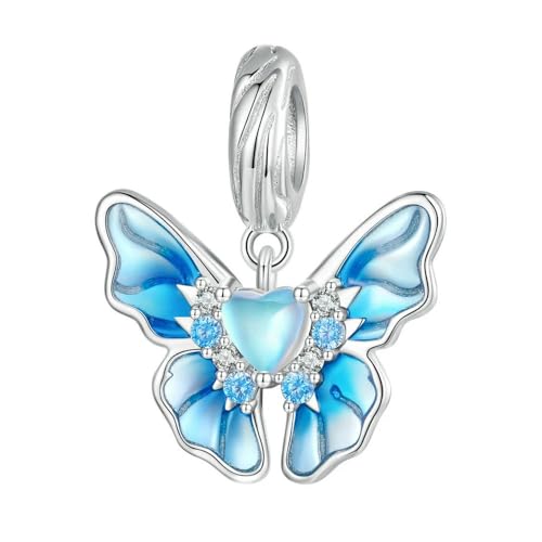 MAITONGG Schneeflocke Schmetterling Charms 925 Sterling Silber Blau Kristall Krone Perlen Passen Diy Armband Halskette Anhänger von MAITONGG