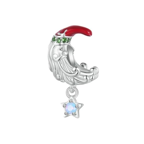 MAITONGG Schneemann Charms 925 Sterling Silber Mond Weihnachtsmann Anhänger Weihnachtsbaum Reise Koffer Perlen Passen Diy Armband Halskette von MAITONGG