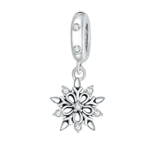 MAITONGG Schneemann Charms 925 Sterling Silber Mond Weihnachtsmann Anhänger Weihnachtsbaum Reise Koffer Perlen Passen Diy Armband Halskette von MAITONGG