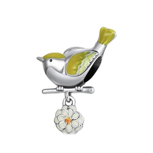 MAITONGG Tier Charms Perlen 925 Sterling Silber Blume Vogel Pendent Fit Damen Diy Armband Halskette Schmuck von MAITONGG