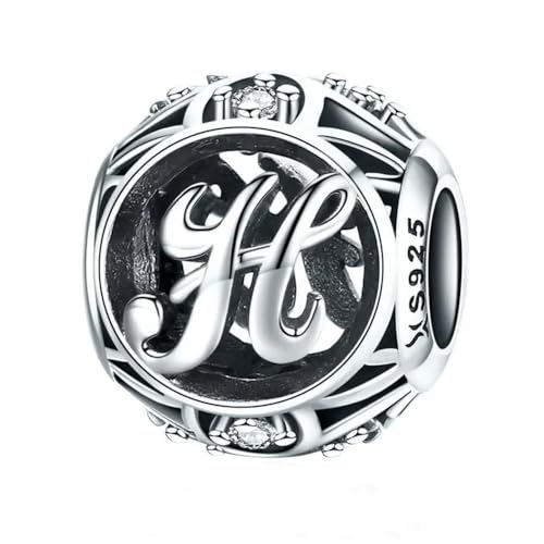 MAITONGG Vintage A-Z Buchstabe Charms 925 Sterling Silber Alphabet Hohlperlen Fit Frauen Armbänder Schmuck von MAITONGG