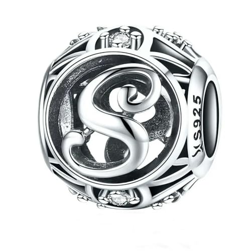 MAITONGG Vintage A-Z Buchstabe Charms 925 Sterling Silber Alphabet Hohlperlen Fit Frauen Armbänder Schmuck von MAITONGG