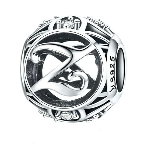 MAITONGG Vintage A-Z Buchstabe Charms 925 Sterling Silber Alphabet Hohlperlen Fit Frauen Armbänder Schmuck von MAITONGG