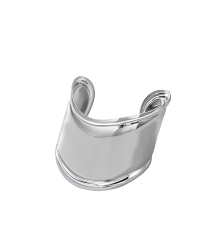 Eleganter, breiter Oberarm Armband für Damen – versilberte, schlichte Armspang aus Edelstahl von MAJALE