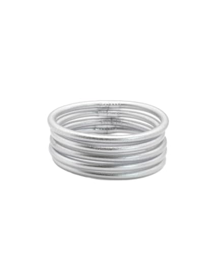 MAJALE Flexibles und leichtes buddhistisches Armband - Glücksbringer- und Schutzgeschenk - 3 oder 5 Blattgoldsstilsarmbänder Set (5 Stücke, versilbert-S). von MAJALE