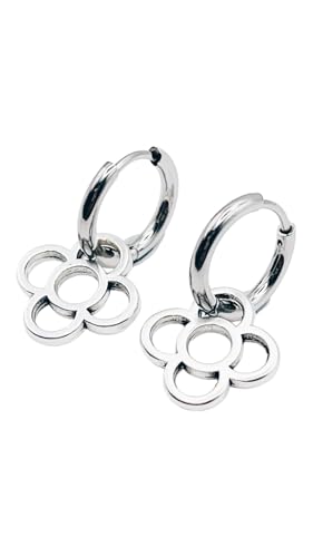 MAJALE Goldene Creolen mit Barcelona-Blume - Edelstahl mit Gold- und Silberbeschichtung - hypoallergen, leicht und wasserfest - Damenschmuck - 13 mm, Pequeño, Edelstahl, 0 von MAJALE