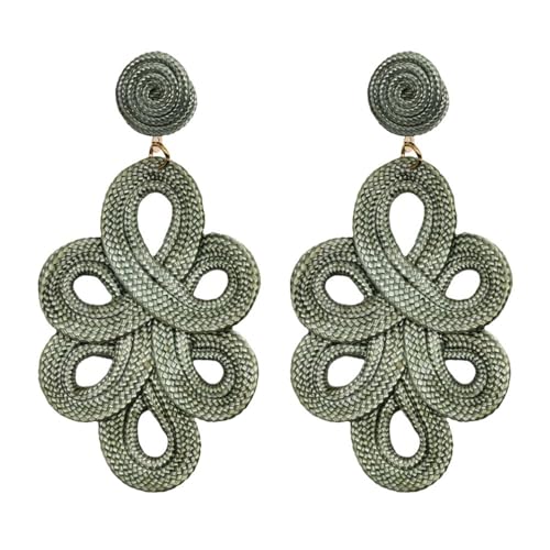 MAJALE - Lange, korallenfarbener Ohrringe für Damen - Ever-faith Hängend, ideales für Weihnacht oder Karneval - ausgefallene grosse Posamenterie, Seide Stil Schmuckohrringe (Macha Green) von MAJALE