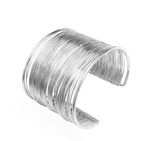 MAJALE Verstellbares Armband für Damen, versilbert und vergoldet, 18 Karat, breites Armband, urbane Mode, elegantes Geschenk, vergoldet und silberfarben, Messing von MAJALE