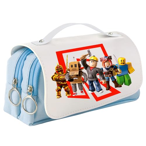 MAJEQZGY Roblox Federmäppchen mit Reißverschluss Smoothy Großes Fassungsvermögen Großes Federmäppchen mit Griff Langlebiges Federmäppchen für Teenager Kosmetiktasche (Großes R) von MAJEQZGY