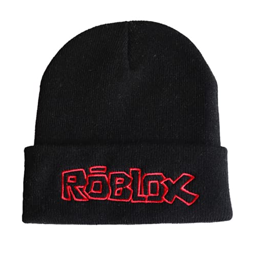 MAJEQZGY Roblox Beanie Strohmütze Strickmütze Roblox Winter Beanie Mützen Weiche Skimütze Wollmütze Geschenk für Kinder im Alter von Jugendliche (DE/NL/SE/PL, Alphanumerisch, L, 60, Schwarz) von MAJEQZGY