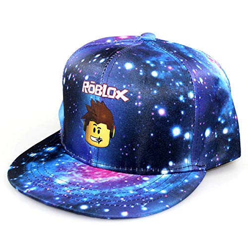 MAJEQZGY Roblox Cartoon Printing Baseball Kappe für Jungen und Mädchen Verstellbare Kindermütze Flache Krempe Sonnenhut für Kinder Baseballkappe (DE/NL/SE/PL, Alphanumerisch, M, Blau) von MAJEQZGY
