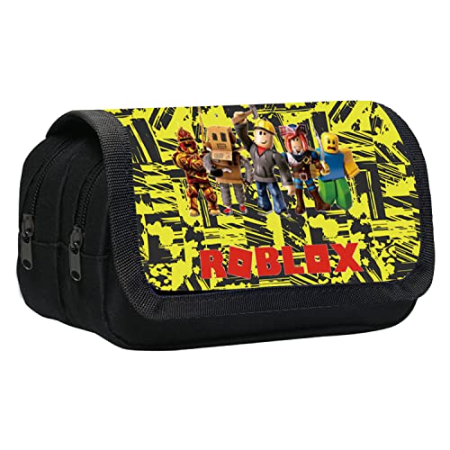 MAJEQZGY Roblox Federmäppchen Reißverschluss Smoothy Große Kapazität Duarable Schule Federmäppchen für Schreibwaren Organizer für Teenager Mädchen Jungen (Gelbes Graffiti) von MAJEQZGY