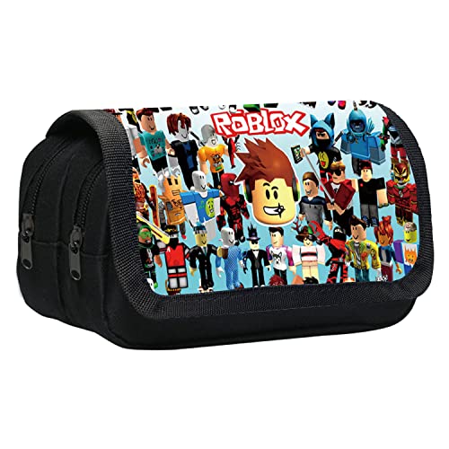 MAJEQZGY Roblox Federmäppchen Reißverschluss Smoothy Große Kapazität Duarable Schule Federmäppchen für Schreibwaren Organizer für Teenager Mädchen Jungen (Multi-Rollen-Lächeln) von MAJEQZGY