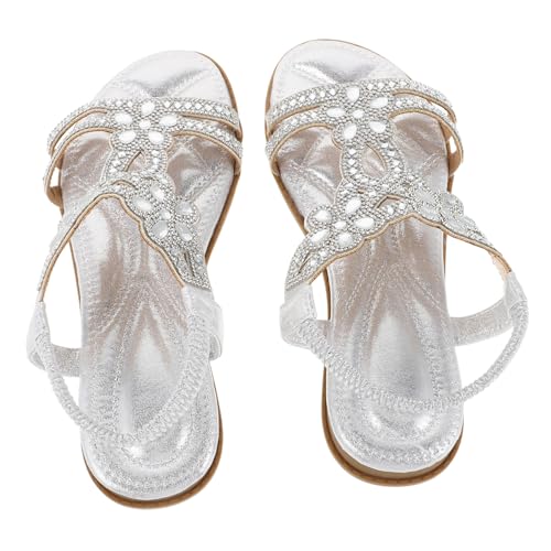 MAJORMENCH 1 Paar Damen-sandalen Mit Strasssteinen: Glitzernde Sommerschuhe Mit Schmucksteinen – Bling-fashion-sandalen – Bequeme Schuhe Zum Einkaufen Und Reisen, Größe: 38 von MAJORMENCH