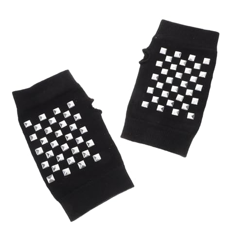 MAJORMENCH 1 Paar Schwarze Fingerlose Handschuhe Für Damen, Warme Gestrickte Halbfinger-fäustlinge Mit Nietendesign, Geeignet Für Schüler, Die Schreiben Und Den Computer Nutzen von MAJORMENCH