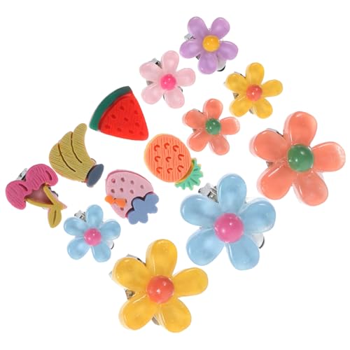 MAJORMENCH 10 Paare Ohrclips Blumen und Früchte Motiv Schmerzfreie Ohrringe für Mädchen Bunte Bequeme Ohrschmuck Accessoires für Alltag Party und Geschenk von MAJORMENCH