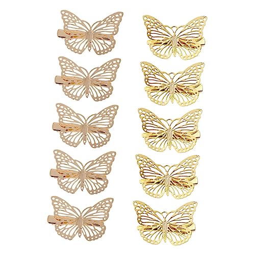 MAJORMENCH 10 Stück Teiliges Filigrane Haarklammern aus Goldenem Legierungsmetall Hohles Schmetterlingsdesign Stereoskopische Haarspangen für Damen Links und Rechts Eleganter Haarschmuck für von MAJORMENCH