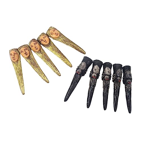 MAJORMENCH 10stücke Teiliges Halloween Fake Nail Gruselige Fingernägel Für Cosplay Und Halloween-partys Inklusive Spinnen Und Gesichtsdesigns Dekoration Für Schaurige Festlichkeiten von MAJORMENCH