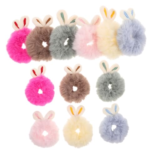 MAJORMENCH 12 Stück Teiliges Flauschige Haargummis Kaninchenohren Weiche Elastische Ponytail bänder für Kleinkinder Mädchen Bunte Plüschige Haarschmuck Komfortabel und Langlebig von MAJORMENCH