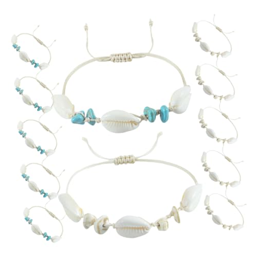 MAJORMENCH 12stücke Geflochtenes Muschelarmband Für Frauen Strand Stil Armband Mit Muschelanhänger Verstellbares Armband Handgelenkarmband Diy-armbänder von MAJORMENCH