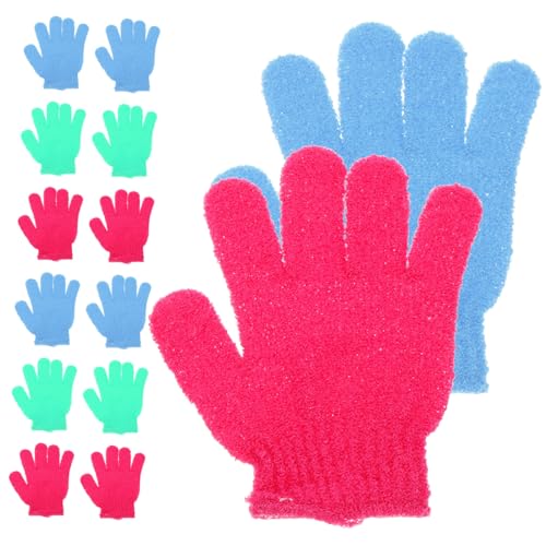 MAJORMENCH 14 Stück Teiliges Peelinghandschuh mit Fünf Fingern Rückenmassage Waschhandschuhe Weiche Duschhandschuhe für Damen Herren und Sanfte Körperreinigung und Hauterneuerung Bunte von MAJORMENCH
