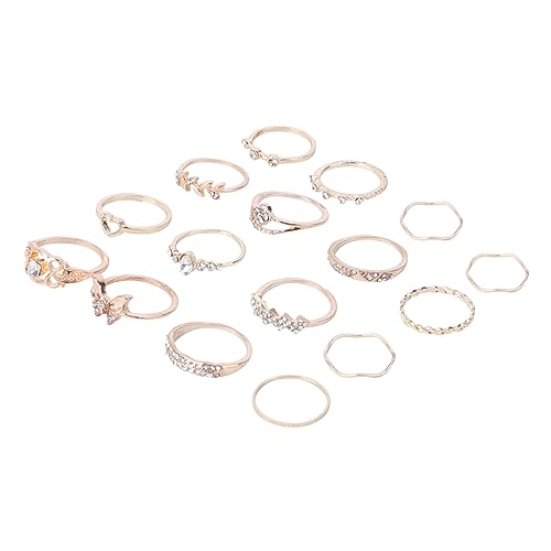 MAJORMENCH 16 Stück Teiliges Damen Boho Ring mit Strasssteinen Stapelbare Modeschmuck Ringe aus Langlebiger Legierung Vielseitig für Party Hochzeit für Frauen und Damen von MAJORMENCH